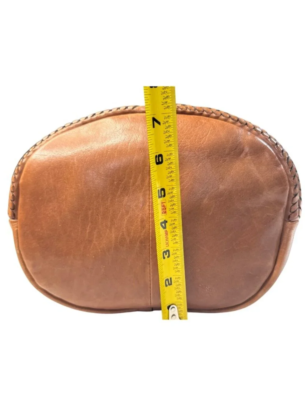 Woven Genuine Leather Brown Shoulder Bag W/Adjustable Strap & Inner Pockets
